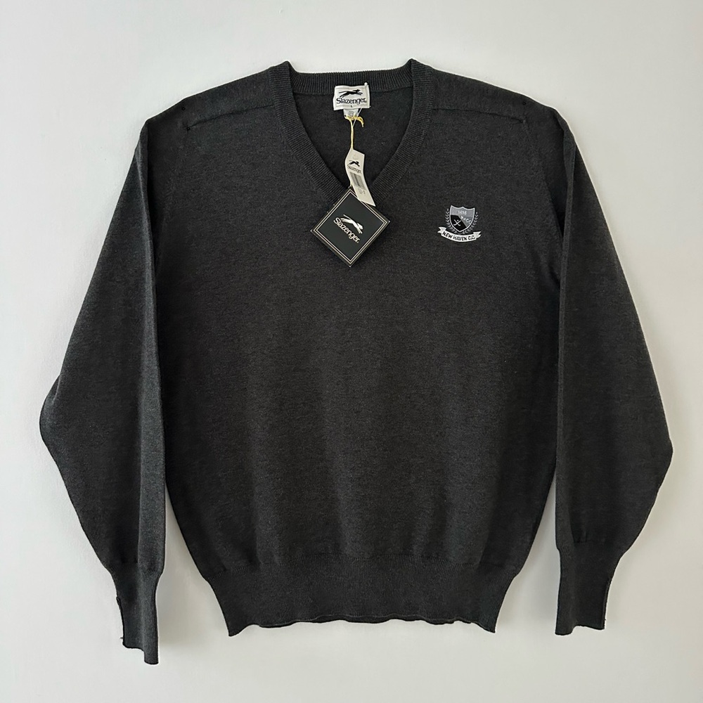 NWT Vintage grey, cotton, Slazenger v-neck sweater. 100% cotton. Men’s large.